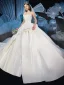 Modest / Simple Ivory Satin Wedding Dresses 2019 Ball Gown Strapless Sleeveless Backless Cathedral Train Ruffle