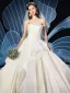 Modest / Simple Ivory Satin Wedding Dresses 2019 Ball Gown Strapless Sleeveless Backless Cathedral Train Ruffle