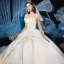 Modest / Simple Ivory Satin Wedding Dresses 2019 Ball Gown Strapless Sleeveless Backless Cathedral Train Ruffle