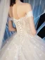 Chic / Belle Champagne Robe De Mariée 2019 Robe Boule De l'épaule Manches Courtes Dos Nu Glitter Tulle Appliques En Dentelle Cathedral Train Volants