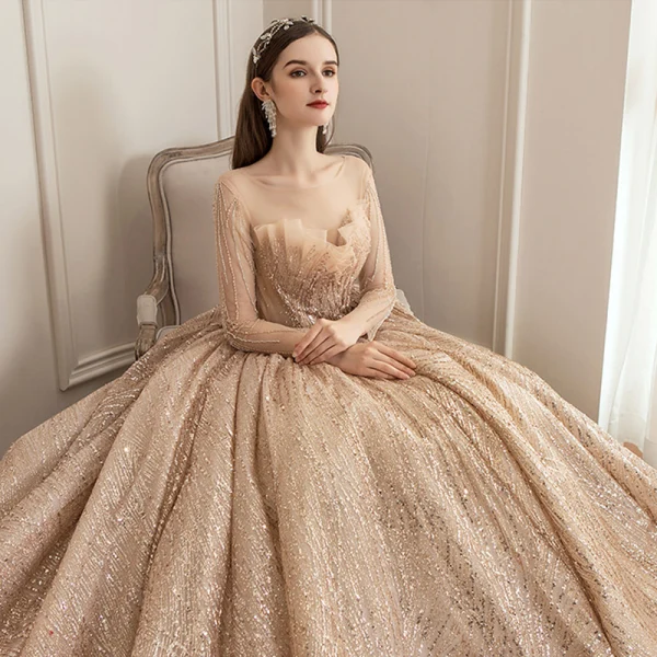 Vestidos de chiffon sin tirantes con escote en corazón Champán main image 1