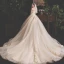 Fine Champagne Brudekjoler 2019 Prinsesse Kjæreste Uten Ermer Ryggløse Glitter Tyll Appliques Blonder Paljetter Beading Chapel Train Buste