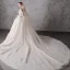 Glitzernden Champagner Durchsichtige Brautkleider / Hochzeitskleider 2019 Ballkleid Rundhalsausschnitt 3/4 Ärmel Rückenfreies Pailletten Perlenstickerei Kathedrale Schleppe Rüschen