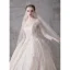 Glitzernden Champagner Durchsichtige Brautkleider / Hochzeitskleider 2019 Ballkleid Rundhalsausschnitt 3/4 Ärmel Rückenfreies Pailletten Perlenstickerei Kathedrale Schleppe Rüschen