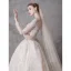 Glitzernden Champagner Durchsichtige Brautkleider / Hochzeitskleider 2019 Ballkleid Rundhalsausschnitt 3/4 Ärmel Rückenfreies Pailletten Perlenstickerei Kathedrale Schleppe Rüschen