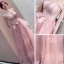 Élégant Perle Rose Robe De Soirée 2019 Princesse Bretelles Spaghetti Sans Manches Noeud Longue Volants Dos Nu Robe De Ceremonie