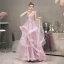 Illusion Rosa Abendkleider 2019 A Linie Tiefer V-Ausschnitt Ärmellos Perle Strass Perlenstickerei Lange Fallende Rüsche Rückenfreies Festliche Kleider