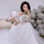 Niedrogie Białe Organza Przezroczyste Sukienki Wieczorowe 2019 Princessa Spaghetti Pasy Długie Wzburzyć Bez Pleców Sukienki Wizytowe