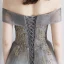 Elegant Grey Gold Evening Dresses  2019 A-Line / Princess Off-The-Shoulder Short Sleeve Sequins Beading Glitter Tulle Floor-Length / Long Ruffle Backless Formal Dresses
