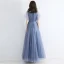 Chic / Belle Bleu Ciel Robe De Soirée 2019 Princesse Encolure Carrée Manches Courtes Appliques En Dentelle Perlage Longue Volants Robe De Ceremonie