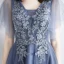 Chic / Belle Bleu Ciel Robe De Soirée 2019 Princesse Encolure Carrée Manches Courtes Appliques En Dentelle Perlage Longue Volants Robe De Ceremonie