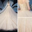 Schöne Champagner Brautkleider / Hochzeitskleider 2019 Ballkleid Off Shoulder Kurze Ärmel Rückenfreies Perlenstickerei Glanz Pailletten Kathedrale Schleppe Rüschen