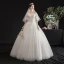 Affordable Ivory Outdoor / Garden Wedding Dresses 2019 A-Line / Princess Off-The-Shoulder Bell sleeves Backless Appliques Lace Flower Beading Glitter Tulle Floor-Length / Long