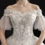 Affordable Ivory Outdoor / Garden Wedding Dresses 2019 A-Line / Princess Off-The-Shoulder Bell sleeves Backless Appliques Lace Flower Beading Glitter Tulle Floor-Length / Long