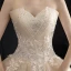 Rimelig Champagne Hage / utendørs Brudekjoler 2019 Prinsesse Kjæreste Uten Ermer Ryggløse Appliques Blonder Beading Glitter Tyll Lange Buste
