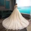 Erschwinglich Champagner Brautkleider / Hochzeitskleider 2019 A Linie Herz-Ausschnitt Ärmellos Rückenfreies Applikationen Spitze Perle Perlenstickerei Glanz Pailletten Tülle Kapelle-Schleppe Rüschen