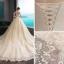 Erschwinglich Champagner Brautkleider / Hochzeitskleider 2019 A Linie Herz-Ausschnitt Ärmellos Rückenfreies Applikationen Spitze Perle Perlenstickerei Glanz Pailletten Tülle Kapelle-Schleppe Rüschen