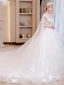 Romantisch Ivory / Creme Brautkleider / Hochzeitskleider 2019 A Linie Durchsichtige V-Ausschnitt Ärmellos Rückenfreies Applikationen Spitze Watteau-falte Rüschen