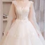 Romantisch Ivory / Creme Brautkleider / Hochzeitskleider 2019 A Linie Durchsichtige V-Ausschnitt Ärmellos Rückenfreies Applikationen Spitze Watteau-falte Rüschen