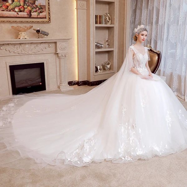 Romantisch Ivory / Creme Brautkleider / Hochzeitskleider 2019 A Linie Durchsichtige V-Ausschnitt Ärmellos Rückenfreies Applikationen Spitze Watteau-falte Rüschen