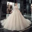 Victorian Style Champagne Wedding Dresses 2019 Ball Gown Off-The-Shoulder Puffy 3/4 Sleeve Backless Appliques Lace Sequins Beading Cathedral Train Ruffle