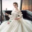 Victorian Style Champagne Wedding Dresses 2019 Ball Gown Off-The-Shoulder Puffy 3/4 Sleeve Backless Appliques Lace Sequins Beading Cathedral Train Ruffle