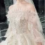 Victorian Style Champagne Wedding Dresses 2019 Ball Gown Off-The-Shoulder Puffy 3/4 Sleeve Backless Appliques Lace Sequins Beading Cathedral Train Ruffle