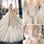 Victorian Style Champagne Wedding Dresses 2019 Ball Gown Off-The-Shoulder Puffy 3/4 Sleeve Backless Appliques Lace Beading Cathedral Train Ruffle