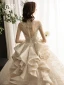 Luxury / Gorgeous Vintage / Retro Champagne See-through Wedding Dresses 2019 Ball Gown High Neck Short Sleeve Glitter Tulle Appliques Lace Beading Cathedral Train