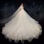 Romantisch Champagner Brautkleider / Hochzeitskleider 2019 Ballkleid V-Ausschnitt Geschwollenes Kurze Ärmel Rückenfreies Blumen Perle Glanz Applikationen Spitze Perlenstickerei Kathedrale Schleppe Rüschen