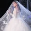 Romantique Ivoire Transparentes Robe De Mariée 2019 Robe Boule Encolure Carrée Manches Longues Dos Nu Perlage Appliques En Dentelle Cathedral Train Volants