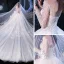 Romantique Ivoire Transparentes Robe De Mariée 2019 Robe Boule Encolure Carrée Manches Longues Dos Nu Perlage Appliques En Dentelle Cathedral Train Volants