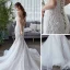 Elegant Ivory Wedding Dresses 2019 Trumpet / Mermaid Off-The-Shoulder Short Sleeve Backless Appliques Lace Chapel Train Ruffle