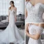 Elegant Ivory Wedding Dresses 2019 Trumpet / Mermaid Off-The-Shoulder Short Sleeve Backless Appliques Lace Chapel Train Ruffle