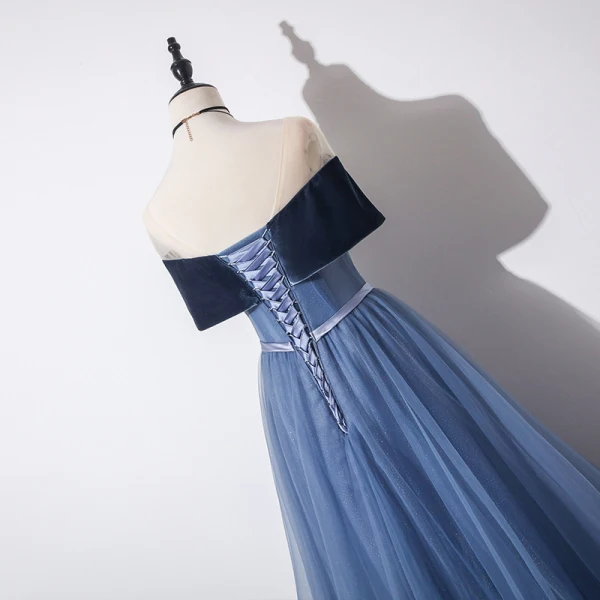 Élégant Océan Bleu Robe De Bal 2019 Princesse Transparentes Encolure Dégagée Manches Courtes Glitter Tulle Appliques En Dentelle Perlage Ceinture Longue Volants Dos Nu Robe De Ceremonie