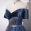 Élégant Océan Bleu Robe De Bal 2019 Princesse Transparentes Encolure Dégagée Manches Courtes Glitter Tulle Appliques En Dentelle Perlage Ceinture Longue Volants Dos Nu Robe De Ceremonie
