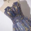 Elegant Navy Blue Gradient-Color Evening Dresses  2019 A-Line / Princess Strapless Sleeveless Beading Glitter Tulle Floor-Length / Long Ruffle Backless Formal Dresses