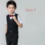 Modest / Simple Summer Navy Blue Boys Wedding Suits 2019 Short Sleeve Shirt Pants Tie Vest