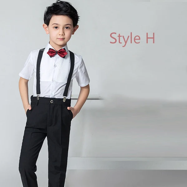 Modest / Simple Summer Navy Blue Boys Wedding Suits 2019 Short Sleeve Shirt Pants Tie Vest