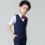 Modest / Simple Summer Navy Blue Boys Wedding Suits 2019 Short Sleeve Shirt Pants Tie Vest