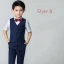 Modest / Simple Summer Navy Blue Boys Wedding Suits 2019 Short Sleeve Shirt Pants Tie Vest