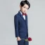 Modest / Simple Burgundy Tie Navy Blue Boys Wedding Suits 2019