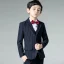 Modest / Simple Burgundy Tie Black Striped Boys Wedding Suits 2019