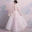 Chic / Beautiful Champagne Evening Dresses  2019 A-Line / Princess Scoop Neck Sleeveless Floor-Length / Long Sequins Formal Dresses