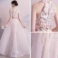 Chic / Beautiful Champagne Evening Dresses  2019 A-Line / Princess Scoop Neck Sleeveless Floor-Length / Long Sequins Formal Dresses