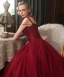 Meilleure Rouge Robe De Soirée 2020 Princesse Bretelles Spaghetti Sans Manches Perlage Gland Glitter Tulle Train De Balayage Dos Nu Robe De Ceremonie