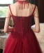 Meilleure Rouge Robe De Soirée 2020 Princesse Bretelles Spaghetti Sans Manches Perlage Gland Glitter Tulle Train De Balayage Dos Nu Robe De Ceremonie
