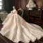 Beste Champagne Brudekjoler 2019 Prinsesse Kjæreste Uten Ermer Ryggløse Glitter Tyll Appliques Blonder Beading Cathedral Train Buste