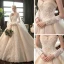 Beste Champagne Brudekjoler 2019 Prinsesse Kjæreste Uten Ermer Ryggløse Glitter Tyll Appliques Blonder Beading Cathedral Train Buste