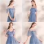 Abordable Bleu Ciel Robe Demoiselle D'honneur 2019 Princesse Thé Longueur Volants Dos Nu Robe Pour Mariage